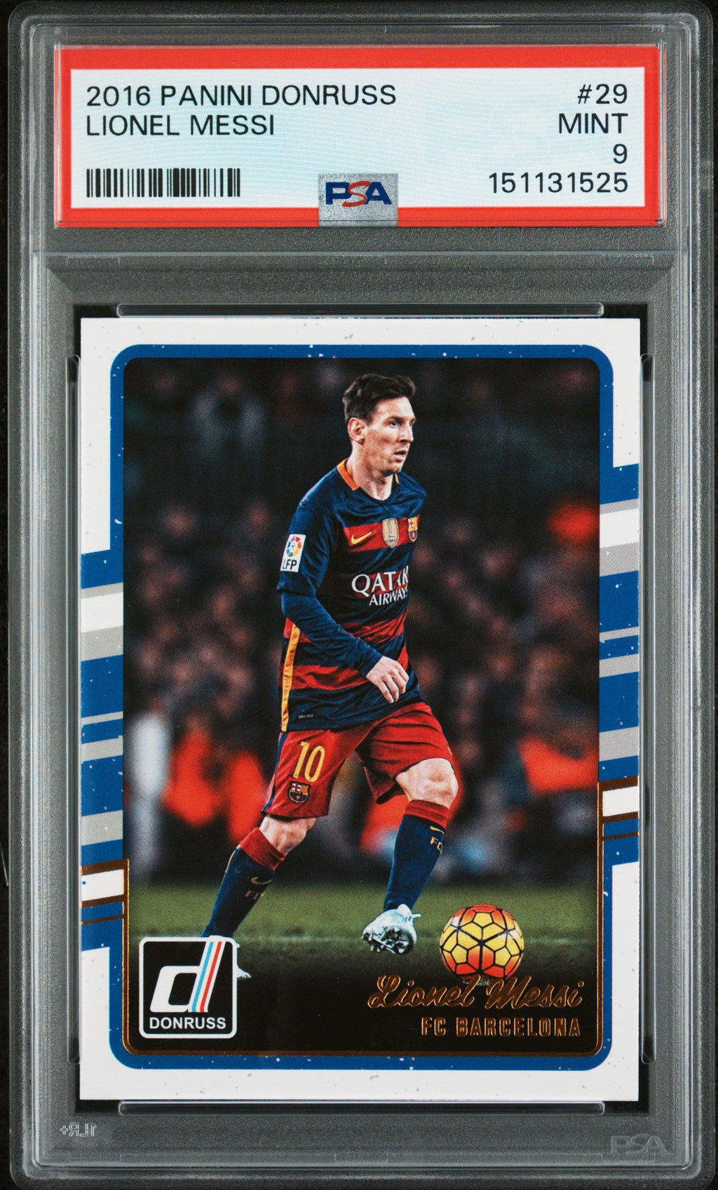 2016-17 Panini Donruss #29 Lionel Messi Psa 9 product image 1, provided for visual reference and product detail review