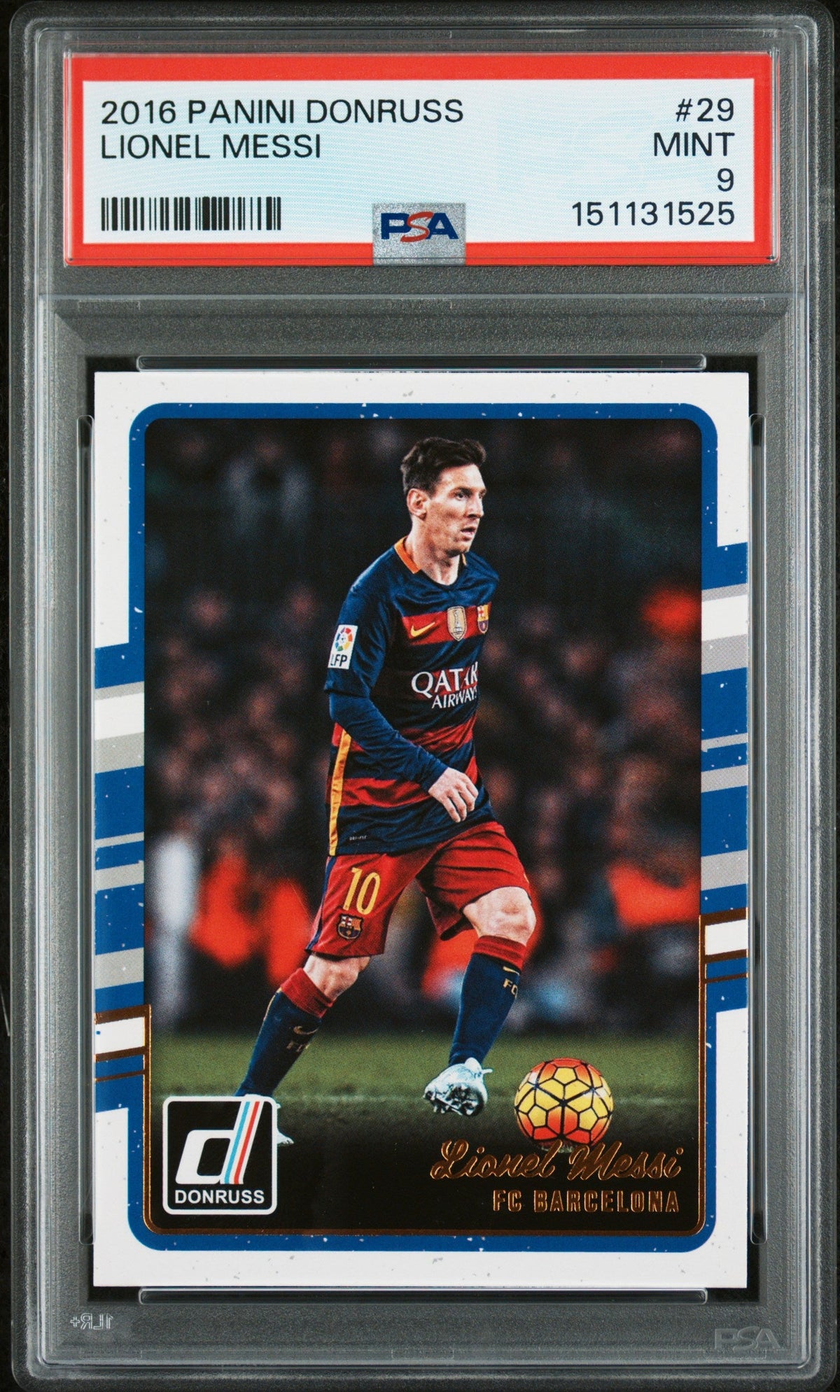 2016-17 Panini Donruss #29 Lionel Messi Psa 9 product image 1, provided for visual reference and product detail review