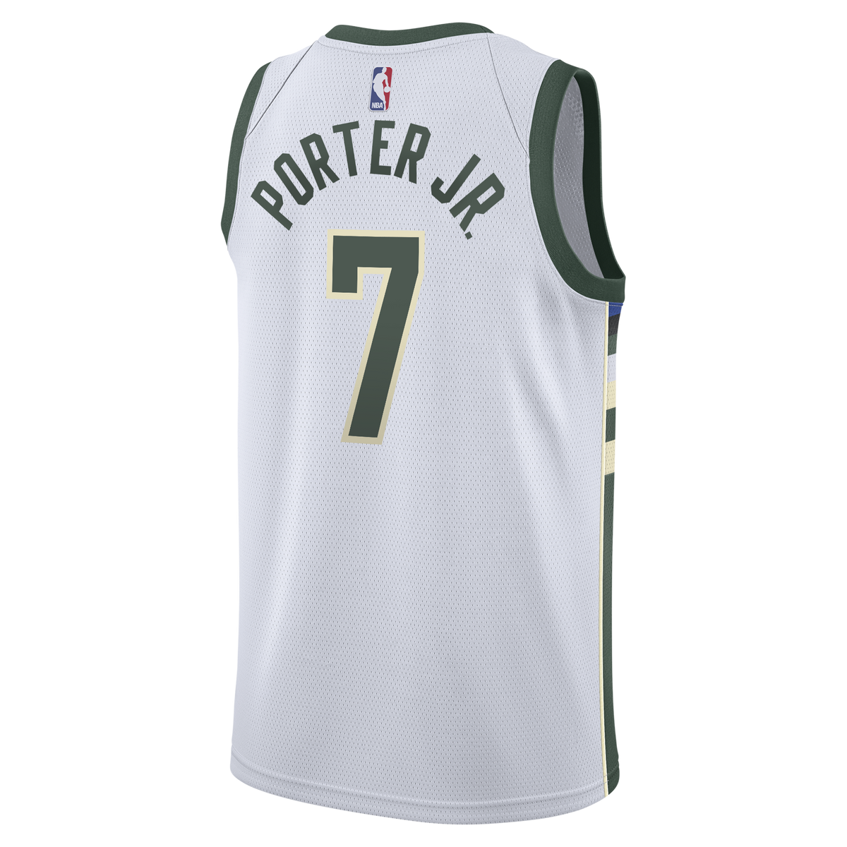 Kevin Porter Jr. Milwaukee Bucks Association Edition Swingman Jersey - White - Youth product image 4, provided for visual