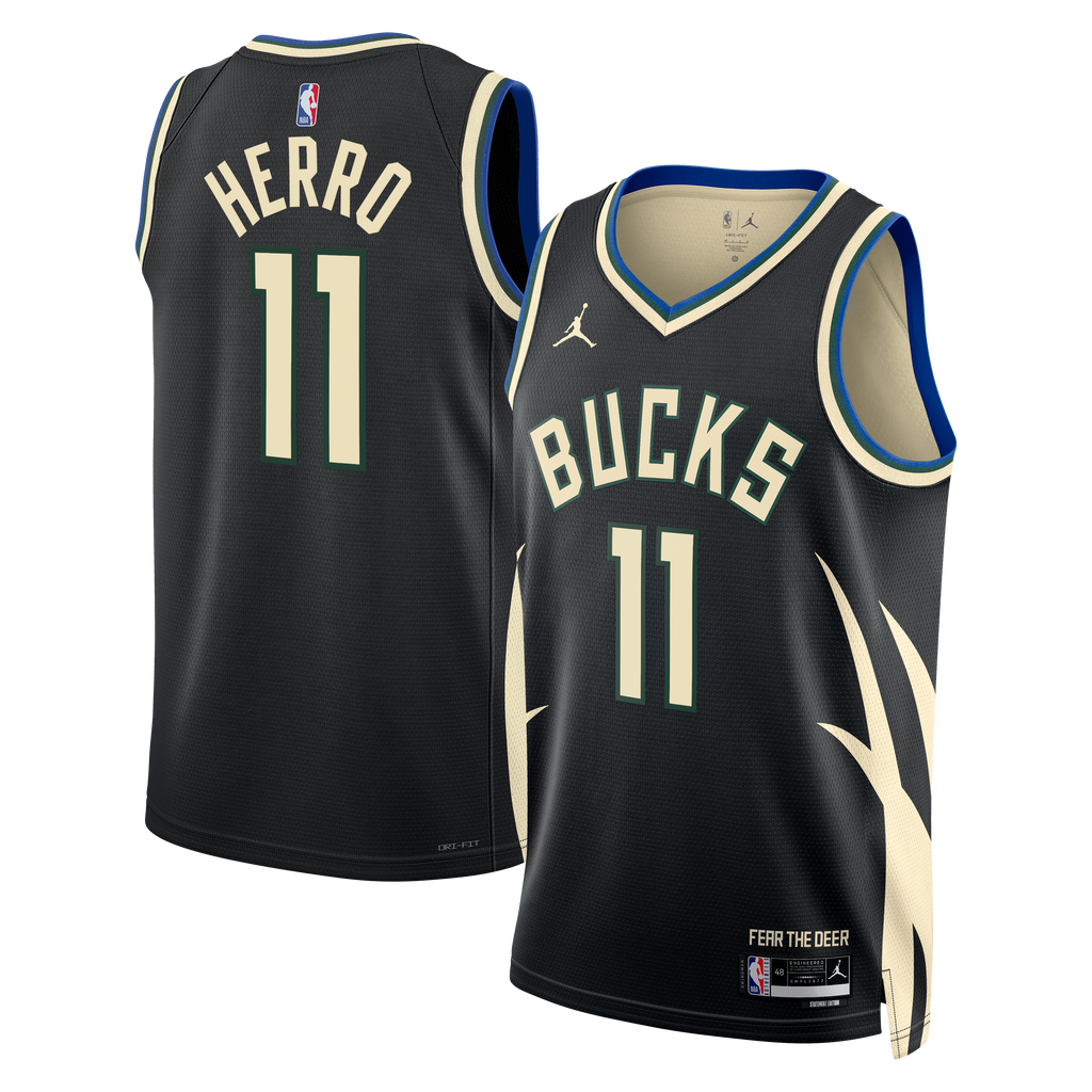 Tyler Herro Milwaukee Bucks Statement Edition Swingman Jersey - Hunter Green - Unisex product image 2, provided for visual