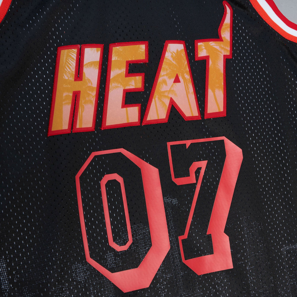 M&N x Nicky Jam Miami Heat Swingman Jersey product image 4, provided for visual reference and product detail review