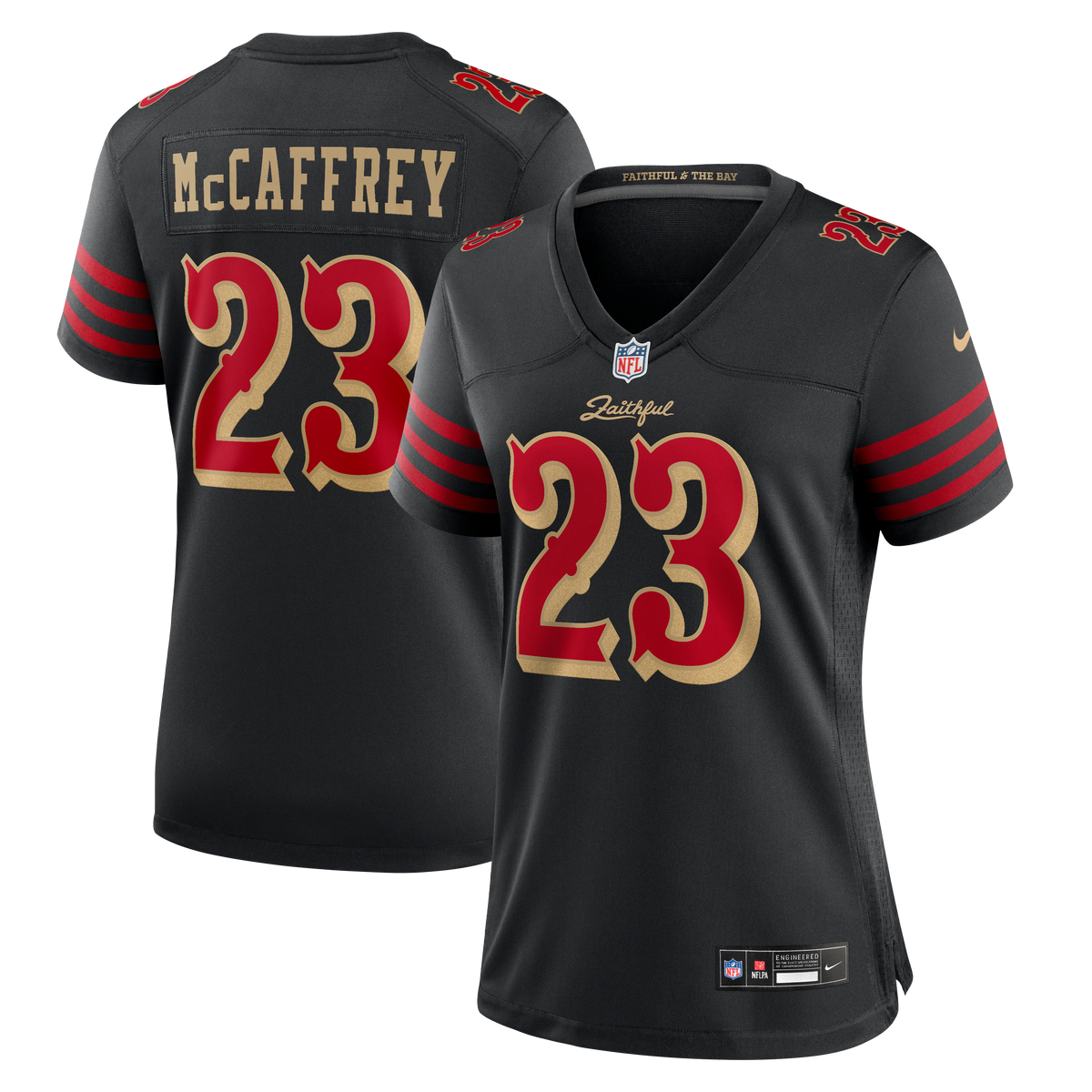 Nike Women San Francisco 49ers Christian McCaffrey #23 2025 Rivalries Game Jersey - Black product image 3, provided for
