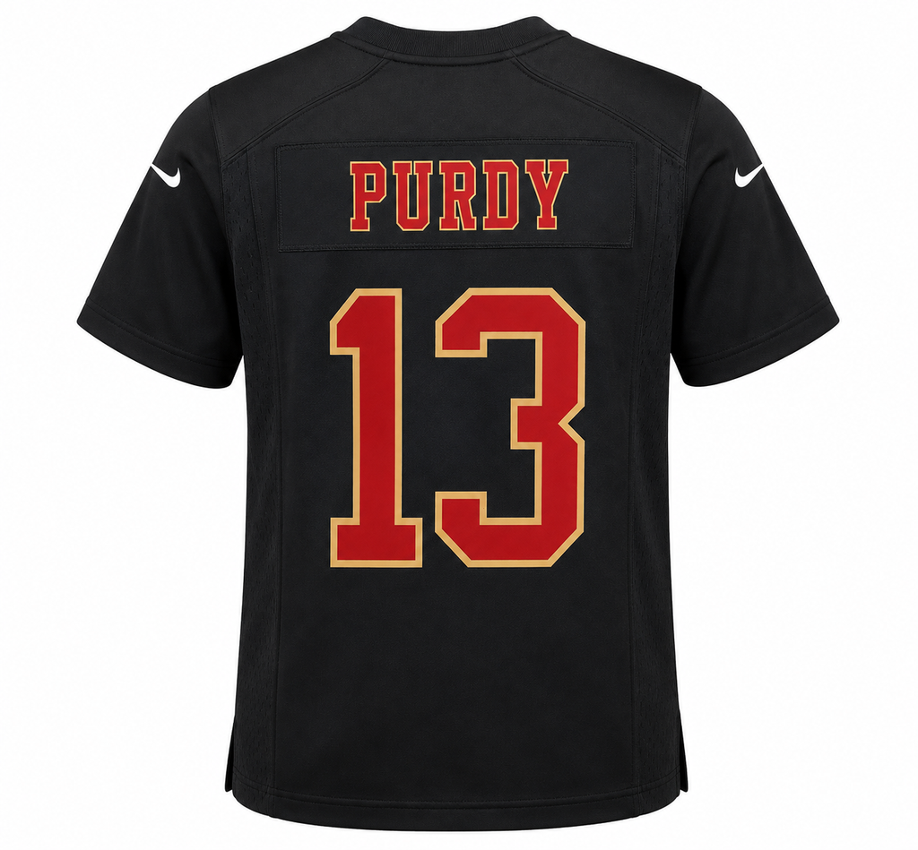 Nike Youth San Francisco 49ers Brock Purdy Game Jersey - Carbon Black product image 2, provided for visual reference and