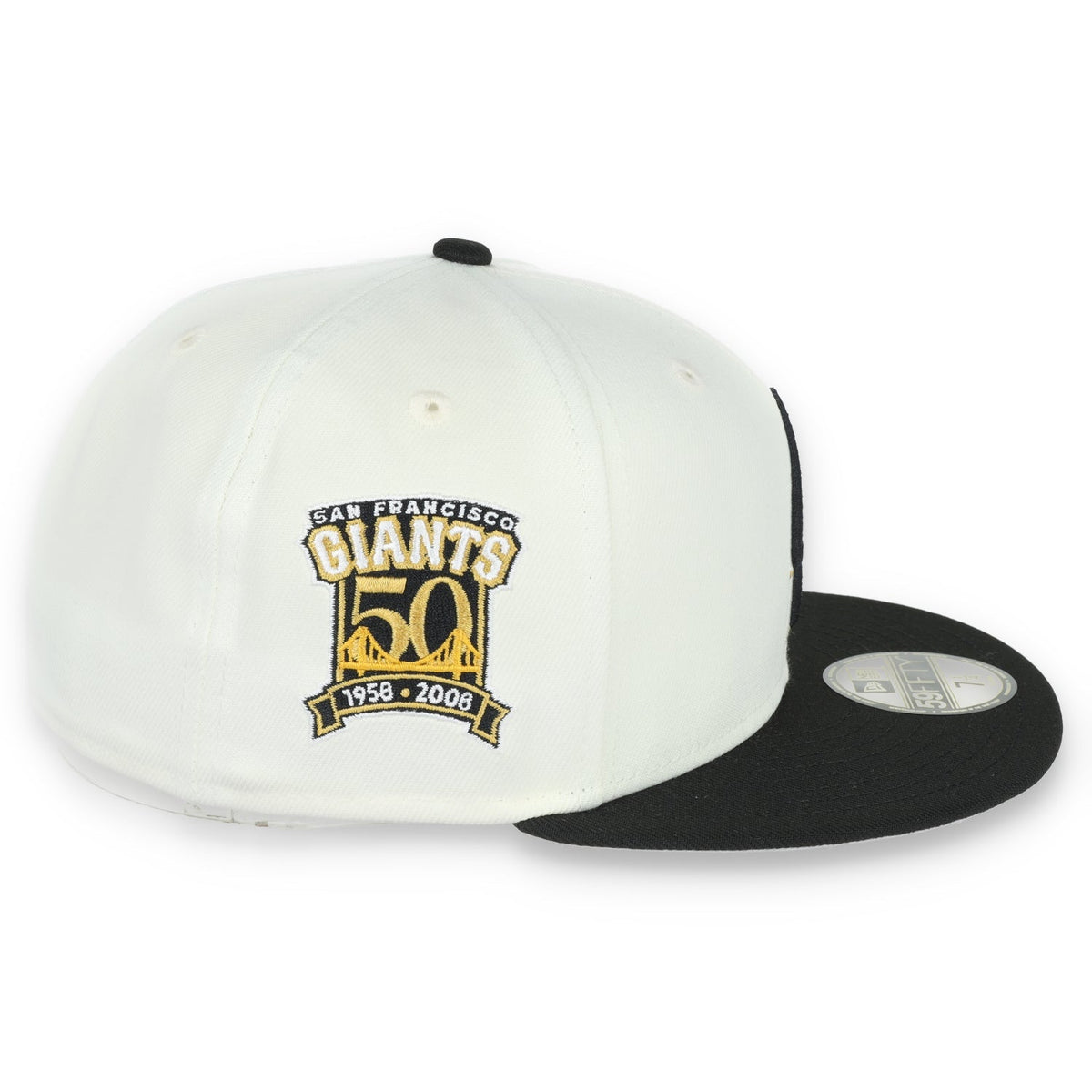 New Era San Francisco Giants 50th Anniversary Side Patch 59IFTY Fitted hat- Chrome/Black product image 5, provided for