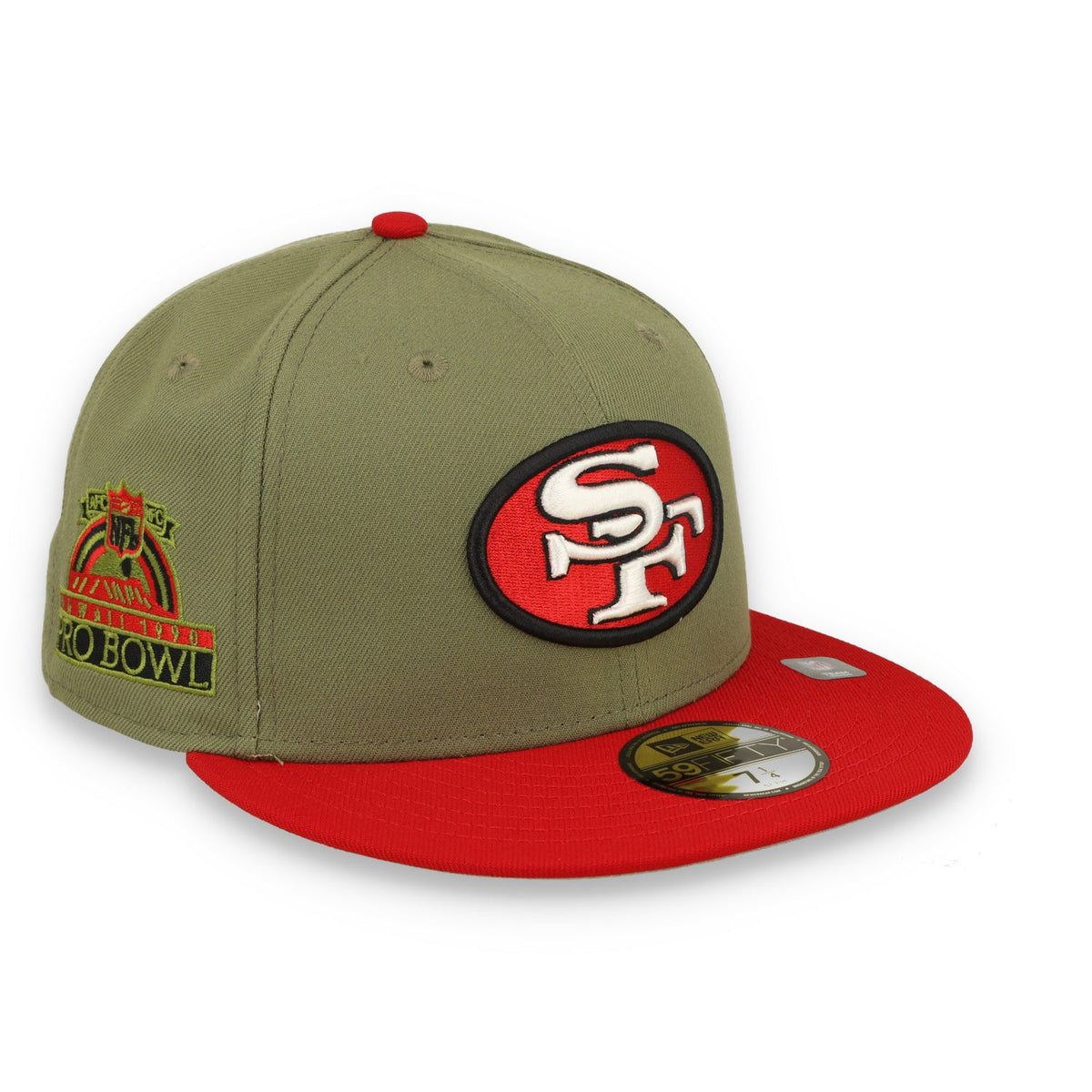 New Era San Francisco 49Ers "Hawaii 1990" Side Patch 59Fiftyfitted - Olive Green/Red product image 2, provided for visual