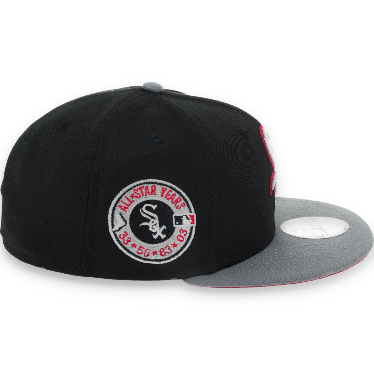 New Era Chicago White Sox All Star Side Patch Metallic 59FIFTY Fitted Hat- Black/Grey/Red product image 6, provided for