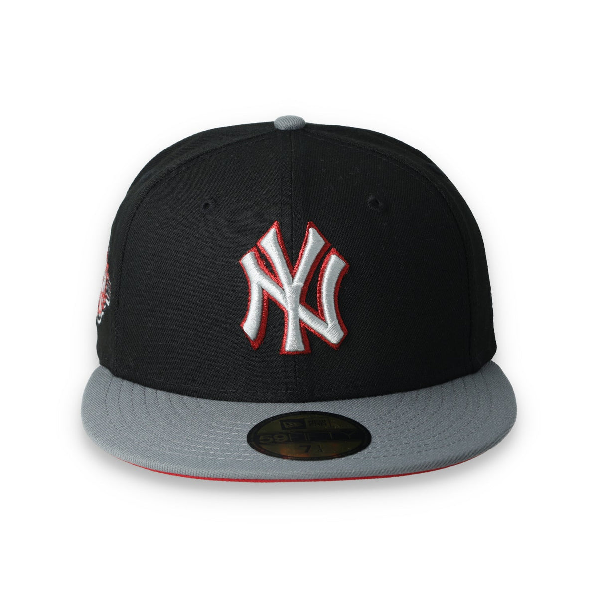 New Era New York Yankees 100th Anniversary Series Side Patch Metallic 59FIFTY Fitted Hat- Black/Grey/Red product image 2,