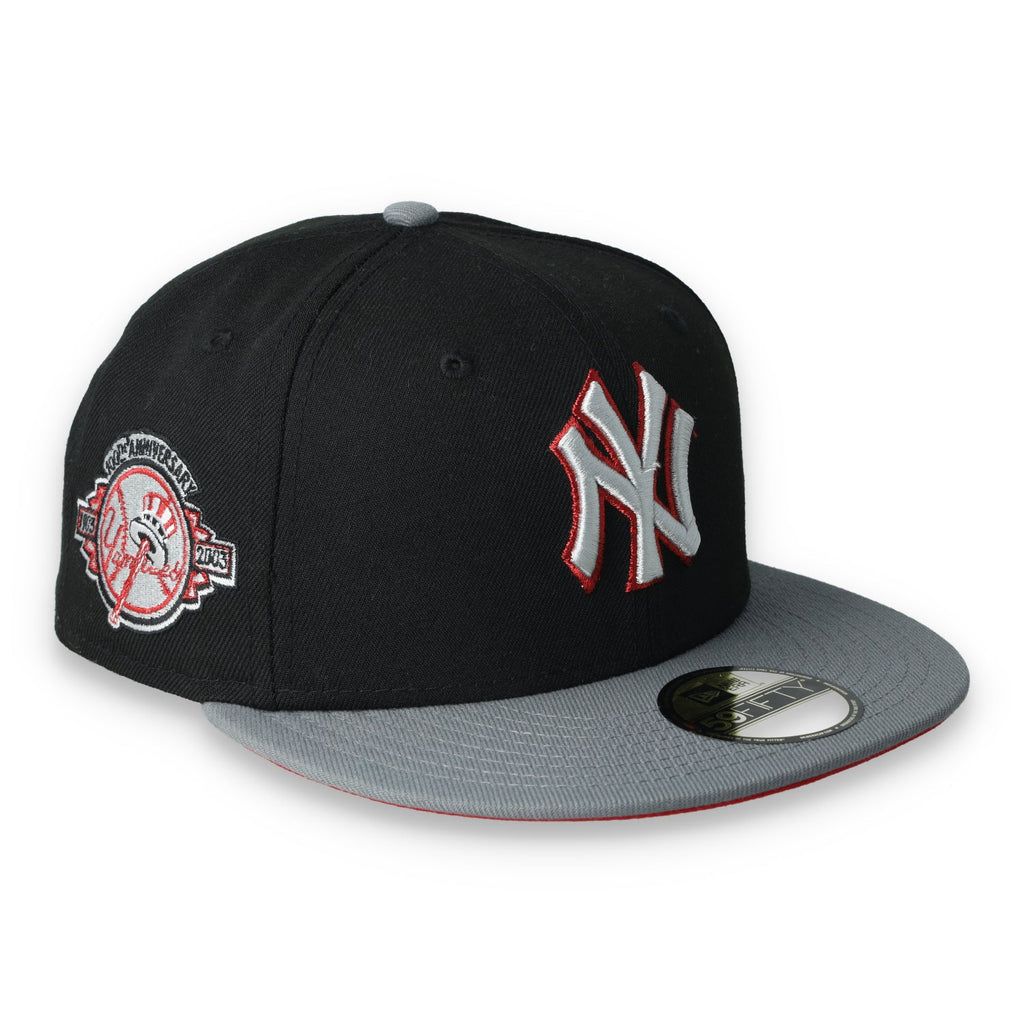 New Era New York Yankees 100th Anniversary Series Side Patch Metallic 59FIFTY Fitted Hat- Black/Grey/Red product image 1,