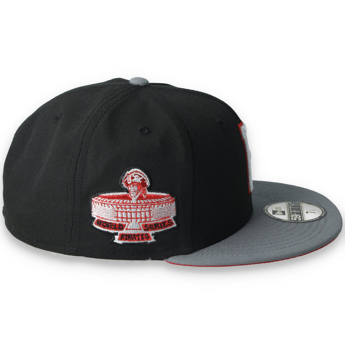 New Era Pittsburgh Pirates World Series Side Patch Metallic 59FIFTY Fitted Hat- Black/Grey/Red product image 5, provided for