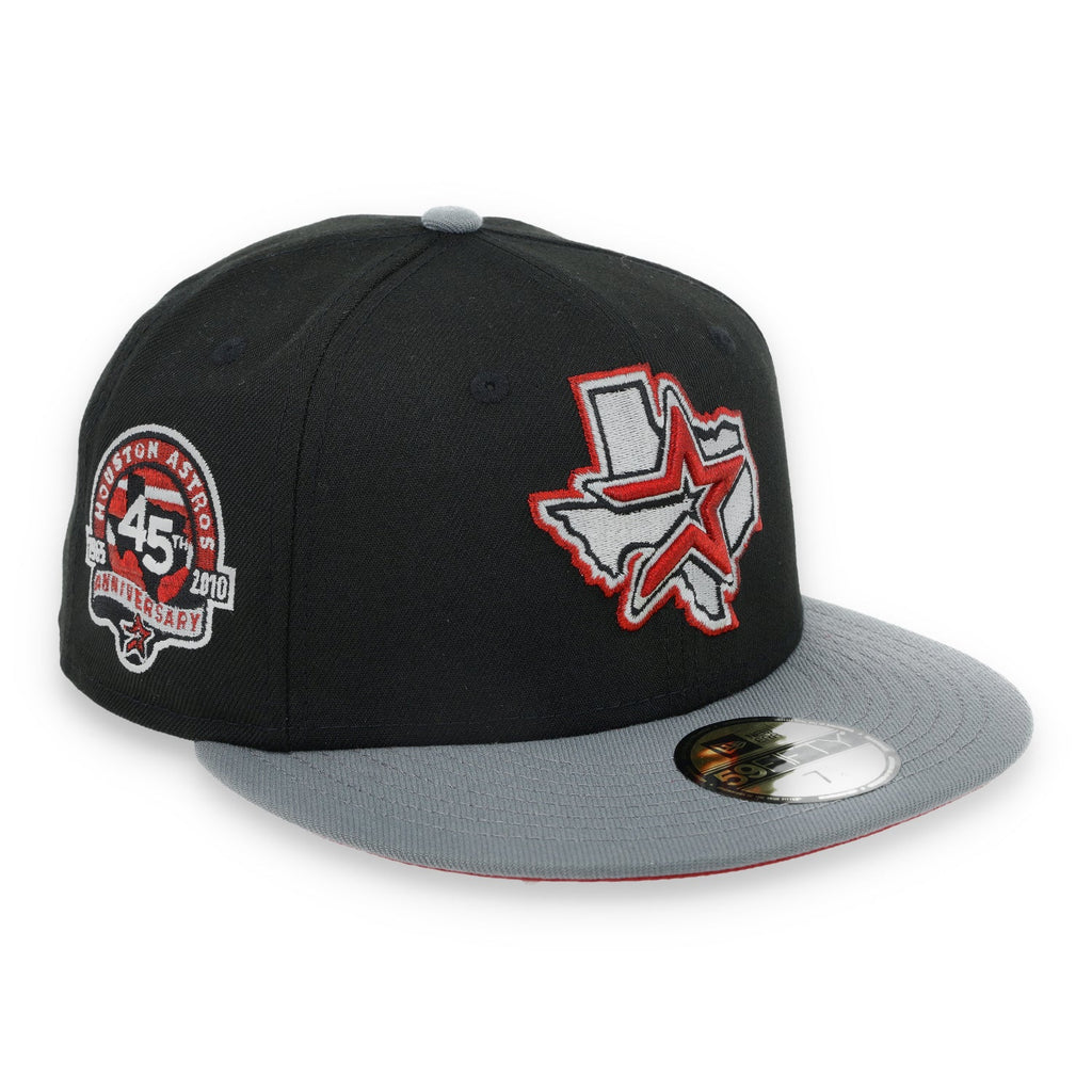 New Era Houston Astros 45th Anniversary Side Patch Metallic 59FIFTY Fitted Hat- Black/Grey/Red product image 1, provided for