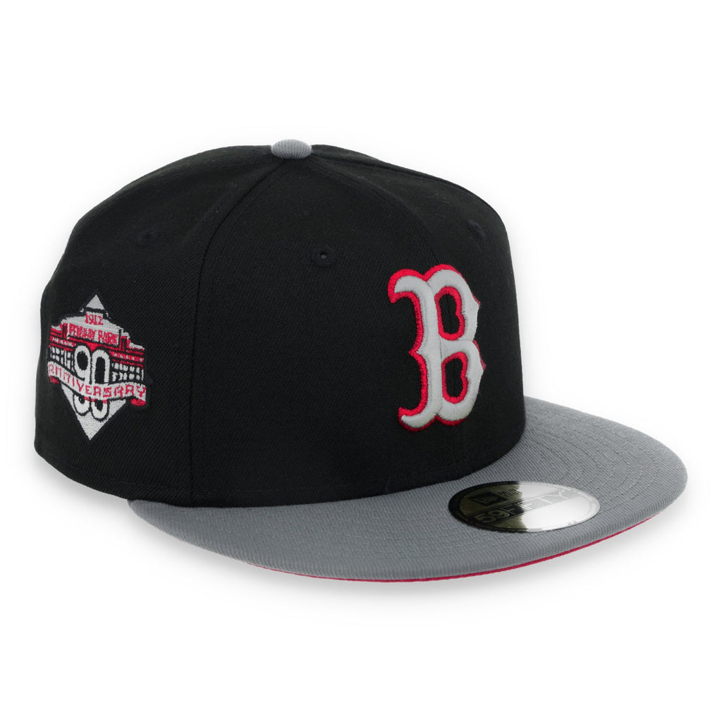 New Era Boston Red Sox 90th Anniversary Side Patch Metallic 59FIFTY Fitted Hat- Black/Grey/Red product image 1, provided for