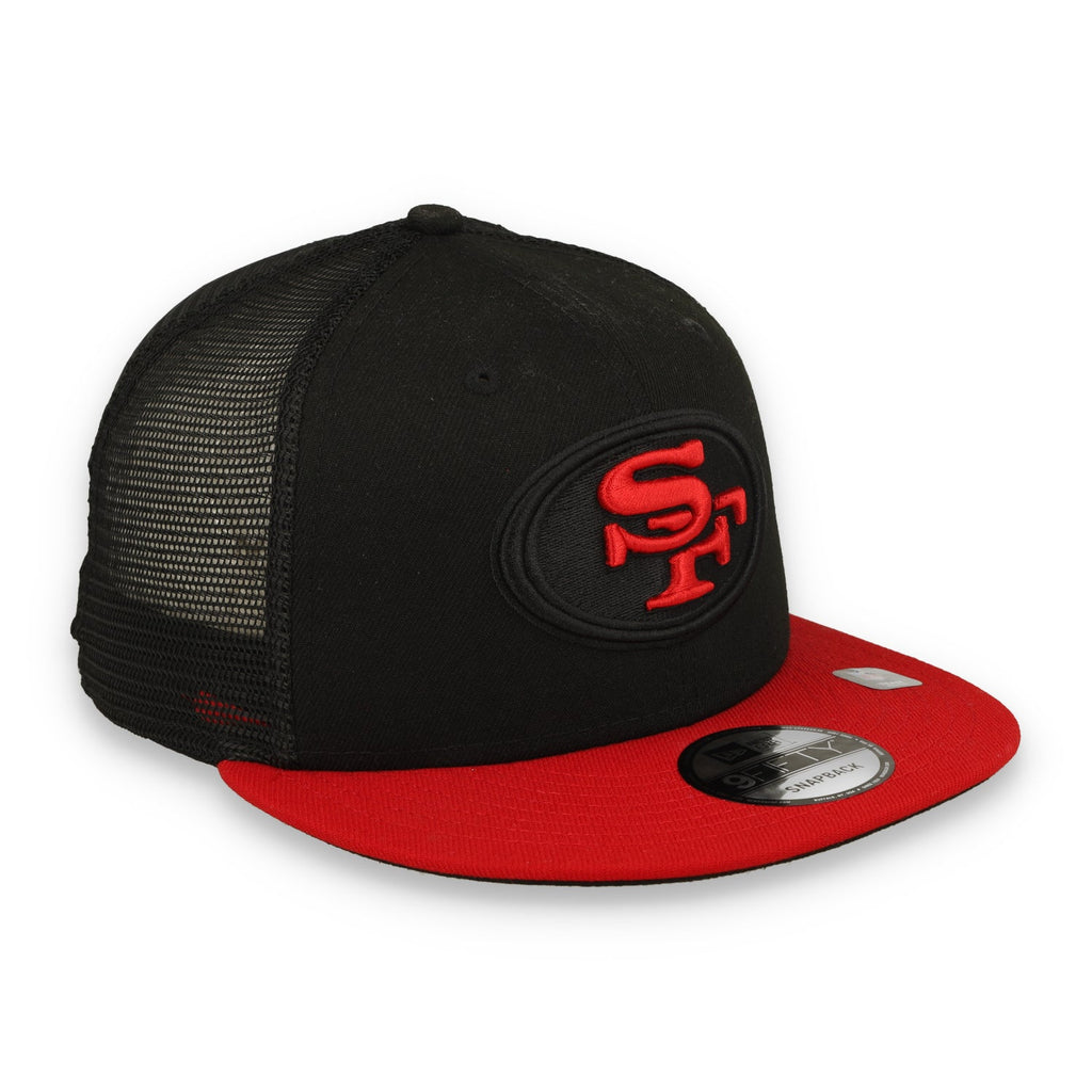 Exclusive New Era San Francisco 49ers Oval 9FIFTY Trucker Hat-Black/Red product image 6, provided for visual reference and