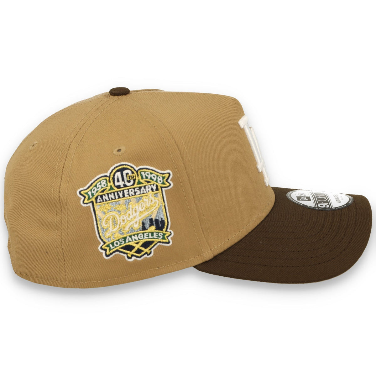 New Era Los Angeles Dodgers 40th Anniversary 9FORTY A-Frame Snapback Hat-Khaki/Burnt Wood product image 4, provided for