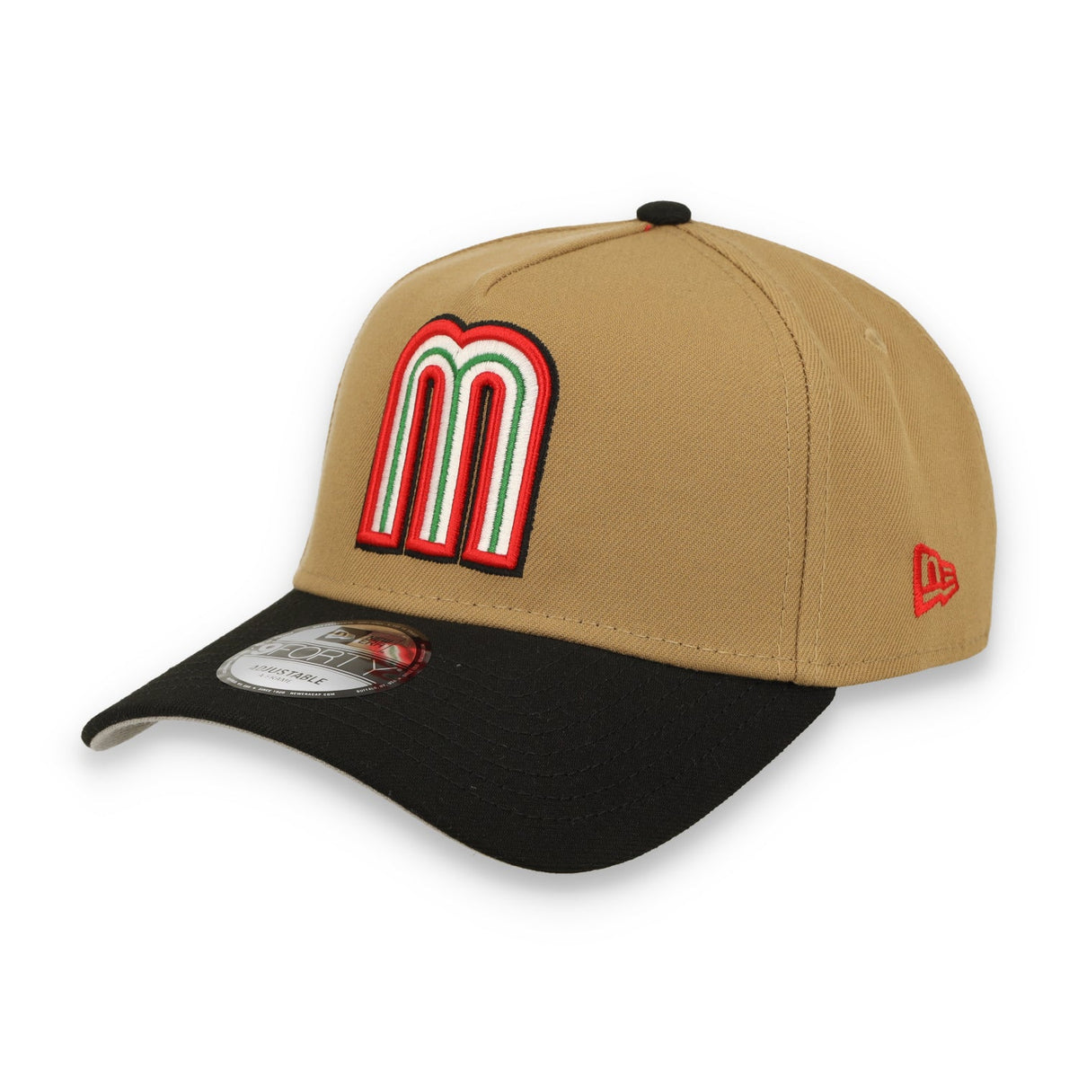 New Era Mexico WBC 9FORTY A-Frame Snapback Hat-Khaki/Black product image 2, provided for visual reference and product detail