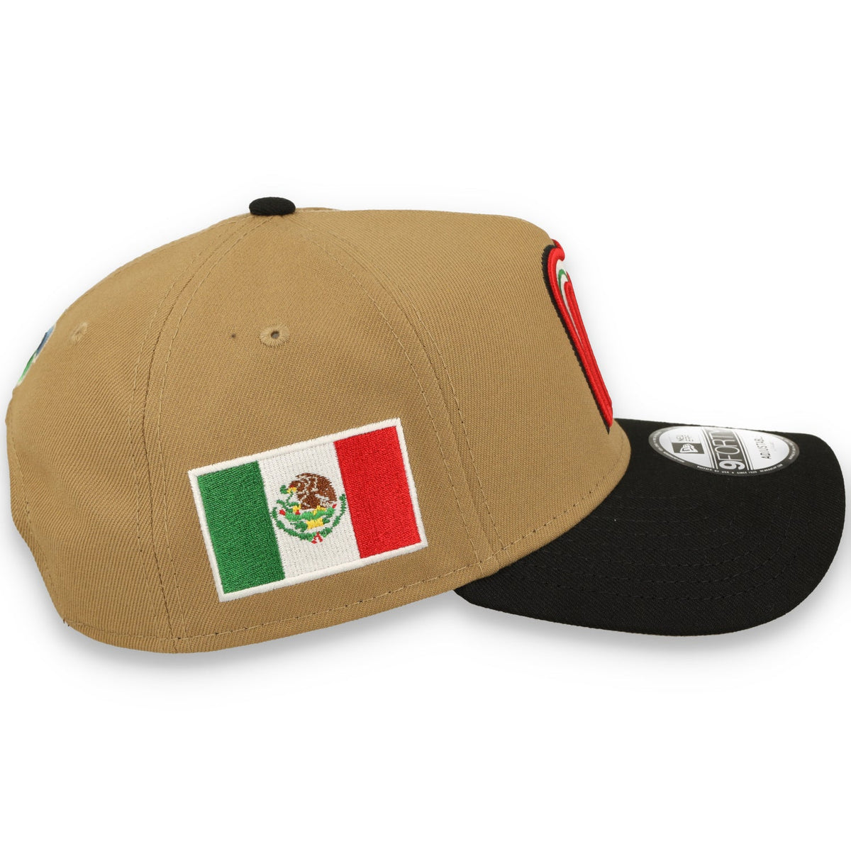 New Era Mexico WBC 9FORTY A-Frame Snapback Hat-Khaki/Black product image 4, provided for visual reference and product detail