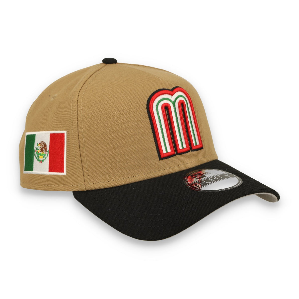 New Era Mexico WBC 9FORTY A-Frame Snapback Hat-Khaki/Black product image 1, provided for visual reference and product detail