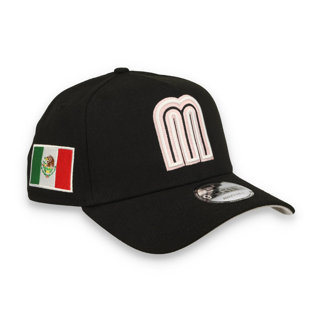 New Era Mexico WBC 9FORTY A-Frame Snapback Hat-Black/Pink product image 1, provided for visual reference and product detail