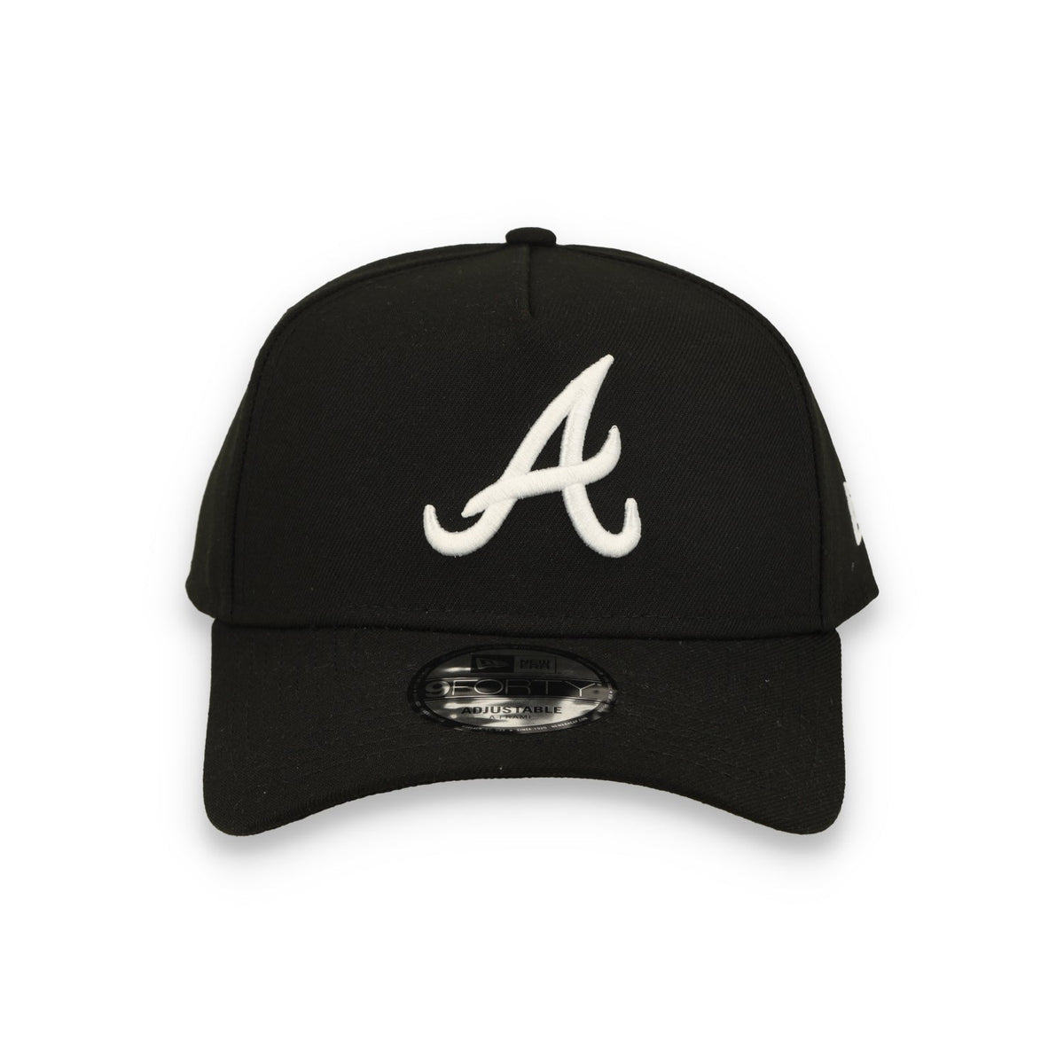 New Era Atlanta Brave 9FORTY A-Frame Snapback Hat-Black/White product image 2, provided for visual reference and product