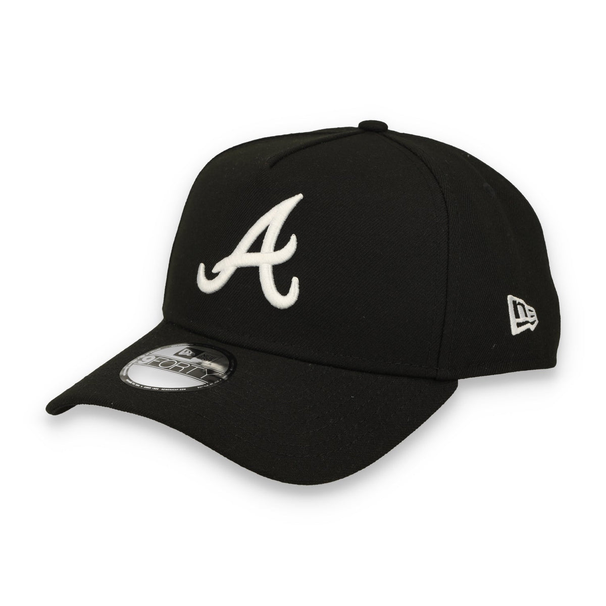 New Era Atlanta Brave 9FORTY A-Frame Snapback Hat-Black/White product image 3, provided for visual reference and product