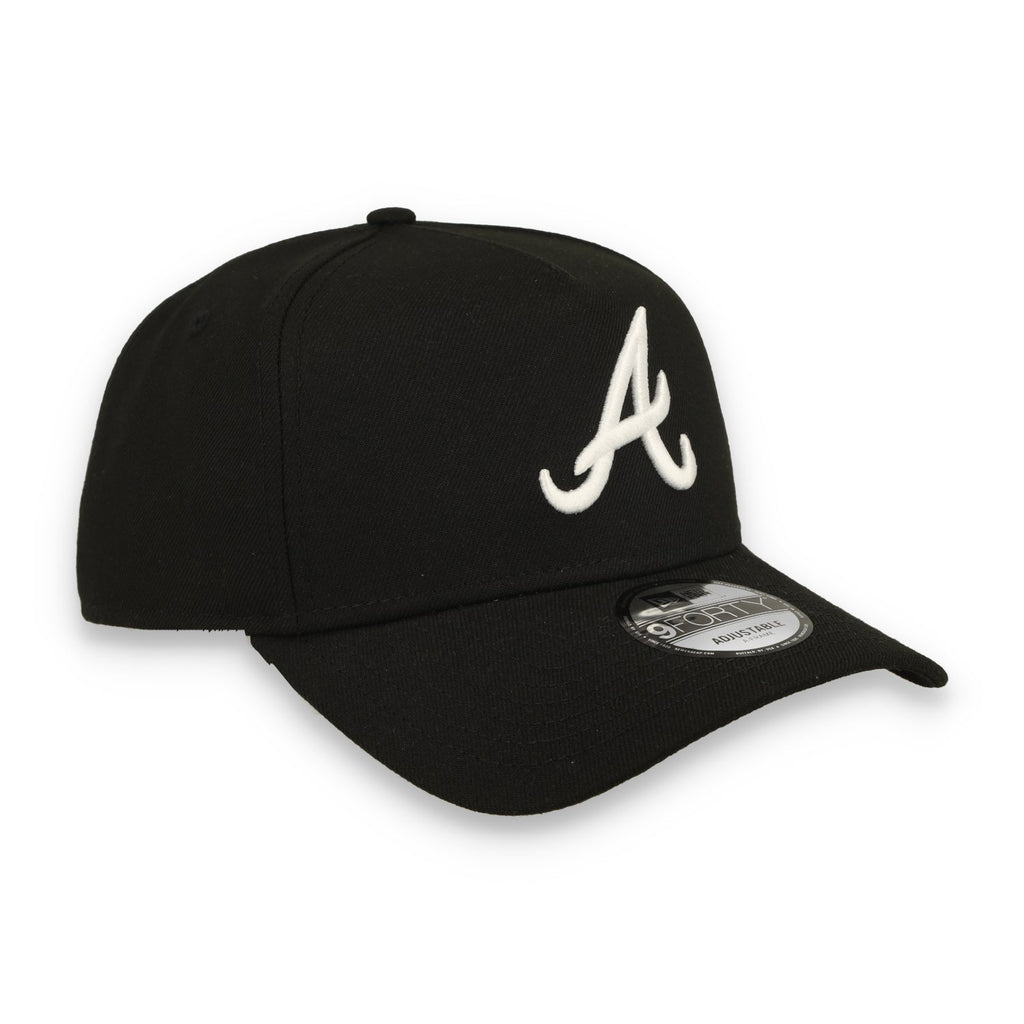 New Era Atlanta Brave 9FORTY A-Frame Snapback Hat-Black/White product image 1, provided for visual reference and product