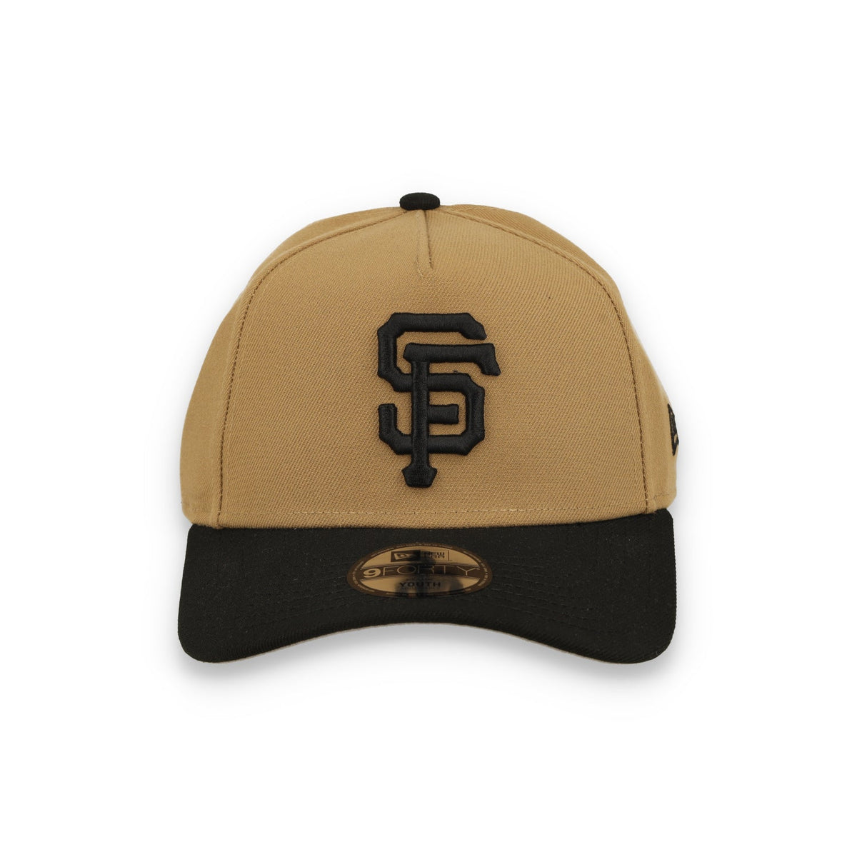 New Era Youth San Francisco Giants 9FORTY A-Frame Snapback Hat- Khaki Black product image 3, provided for visual reference