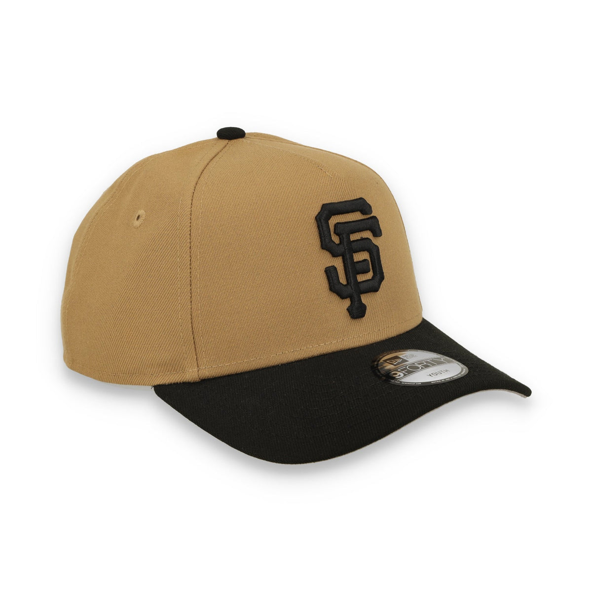 New Era Youth San Francisco Giants 9FORTY A-Frame Snapback Hat- Khaki Black product image 2, provided for visual reference