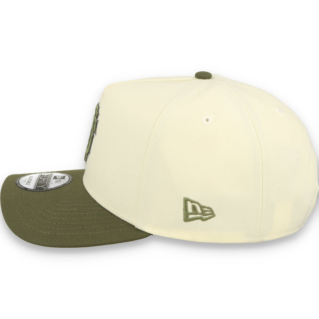 New Era San Francisco Giants ALL STAR 2007 SIDE PATCH 9FORTY A-Frame Snapback-Cream/olive green product image 5, provided