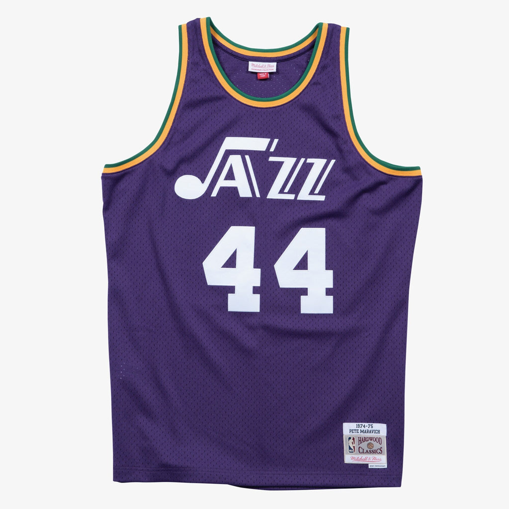Pete Maravich New Orleans Jazz 1974 Authentic Swingman Road Jersey - Purple product image 3, provided for visual reference