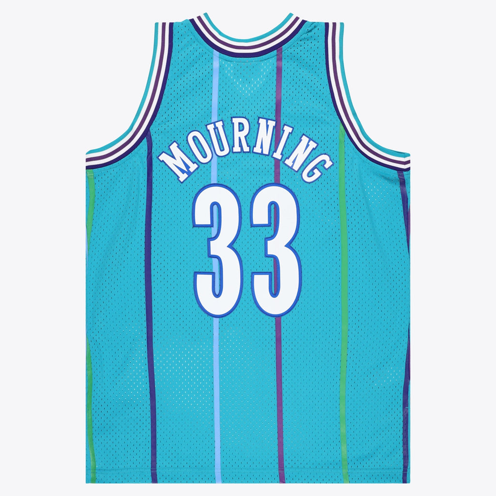 Alonzo Mourning Charlotte Hornets Swingman Jersey product image 3, provided for visual reference and product detail review