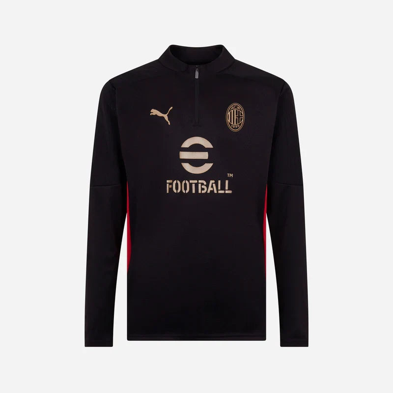 PUMA MENS AC MILAN QUARTER-ZIP TRAINING TOP - Black product image 1, provided for visual reference and product detail review