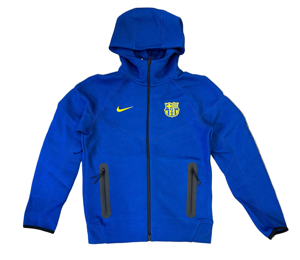 Nike FC Barcelona Tech Fleece SE Jacket-Gym Blue/Opti Yellow product image 1, provided for visual reference and product