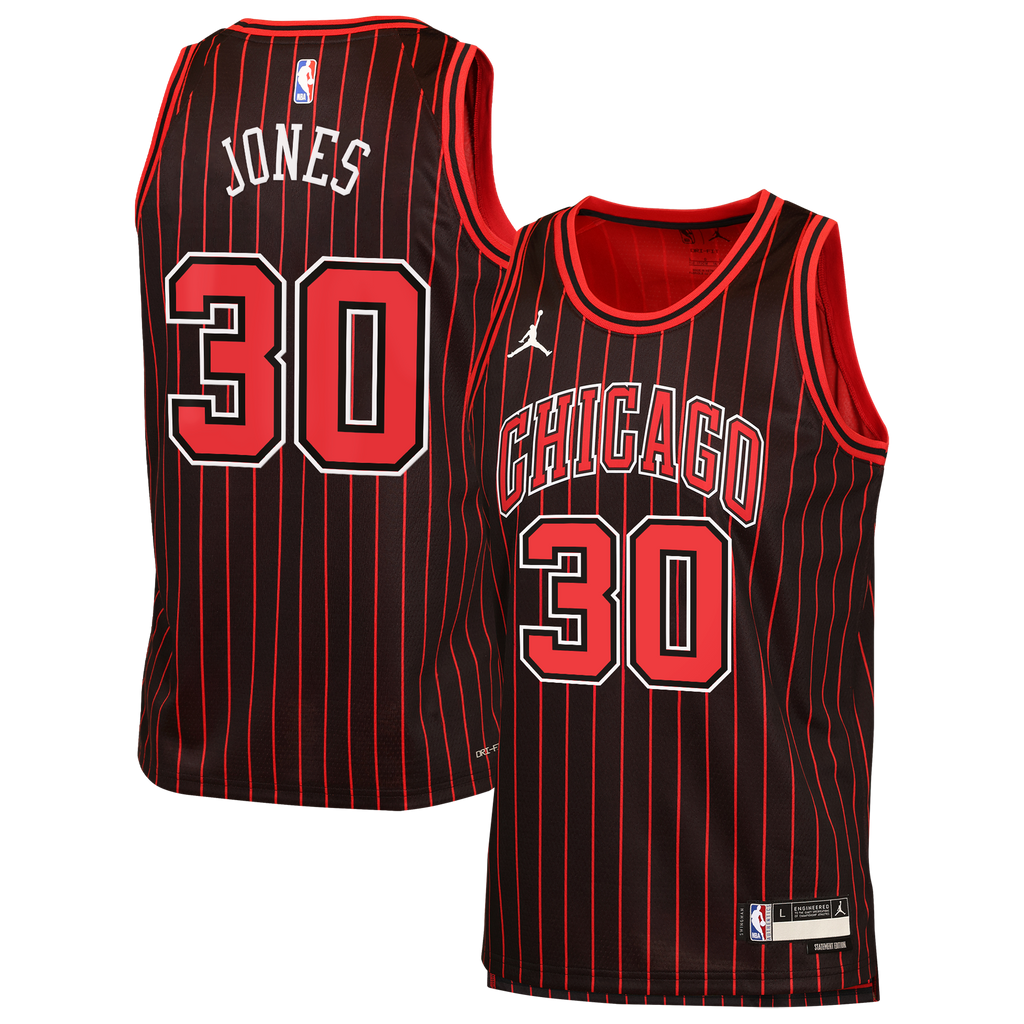 Tre Jones Chicago Bulls Statement Edition Jersey - Black - Youth product image 1, provided for visual reference and product