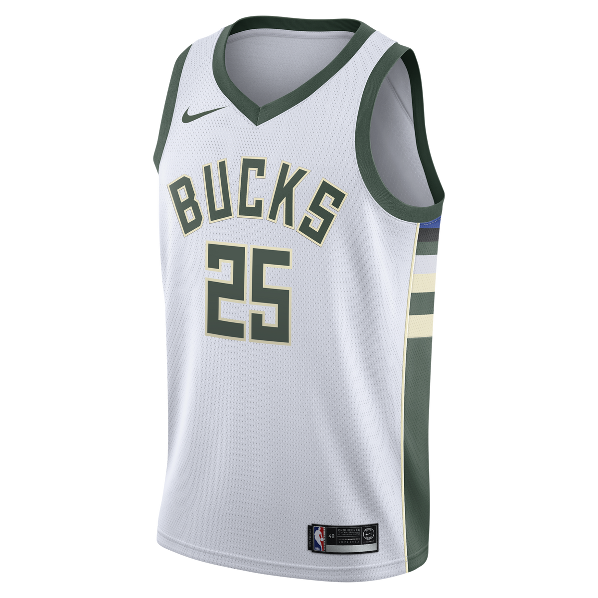 Kasparas Jakučionis Milwaukee Bucks Association Edition Swingman Jersey - White - Youth product image 3, provided for visual