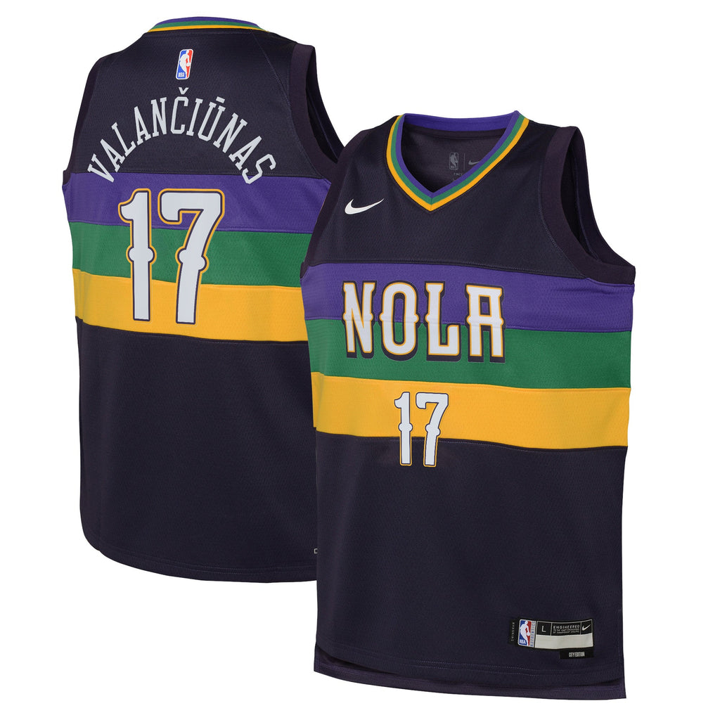 Jonas Valanciunas New Orleans Pelicans City Edition Swingman Jersey - Purple - Youth product image 1, provided for visual