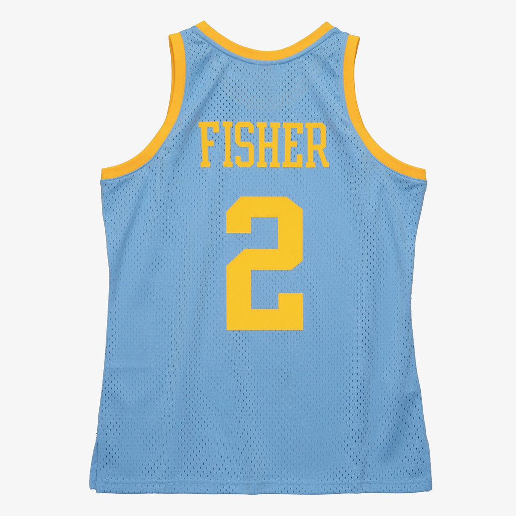 Derek Fisher Los Angeles Lakers 2001 Authentic Swingman Jersey - Columbia Blue product image 4, provided for visual