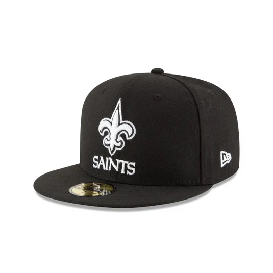New Era New Orleans Saints XLIV Super Bowl Side Patch 59FIFTY Black & White Hat product image 2, provided for visual