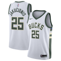 Kasparas Jakučionis Milwaukee Bucks Association Edition Swingman Jersey - White - Youth product image 1, provided for visual