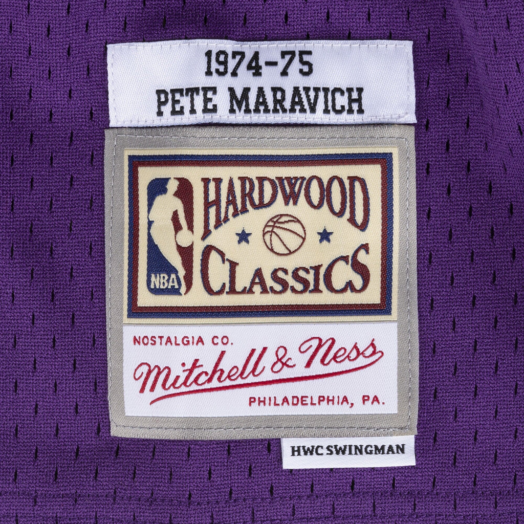 Pete Maravich New Orleans Jazz 1974 Authentic Swingman Road Jersey - Purple product image 5, provided for visual reference