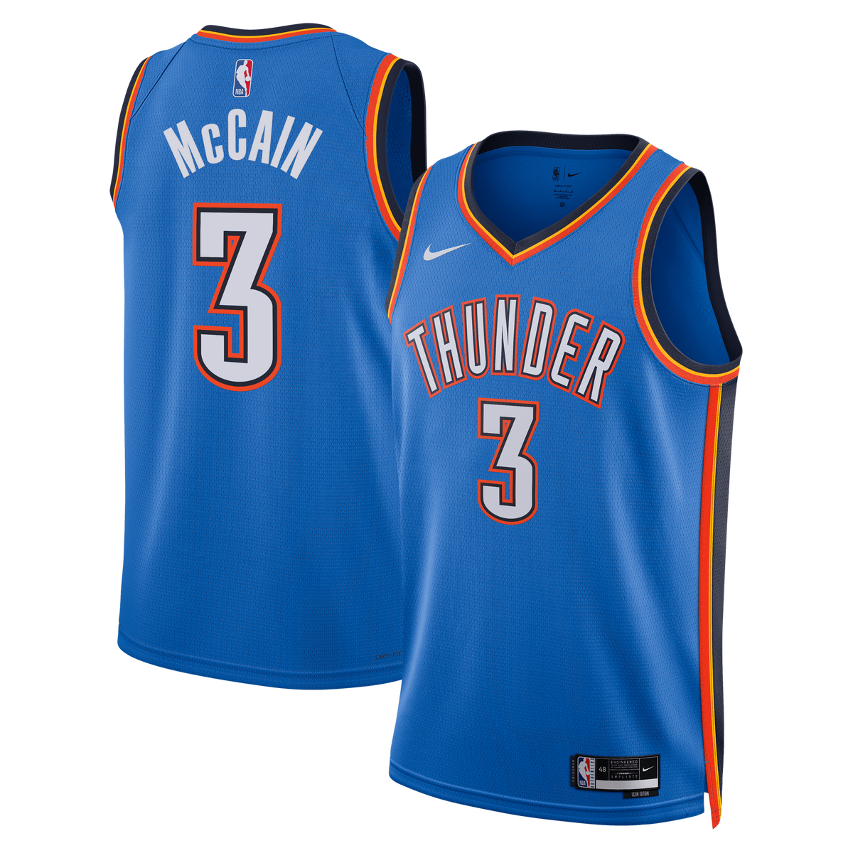 Jared McCain Oklahoma City Thunder Icon Edition Swingman Jersey - Blue - Unisex product image 2, provided for visual