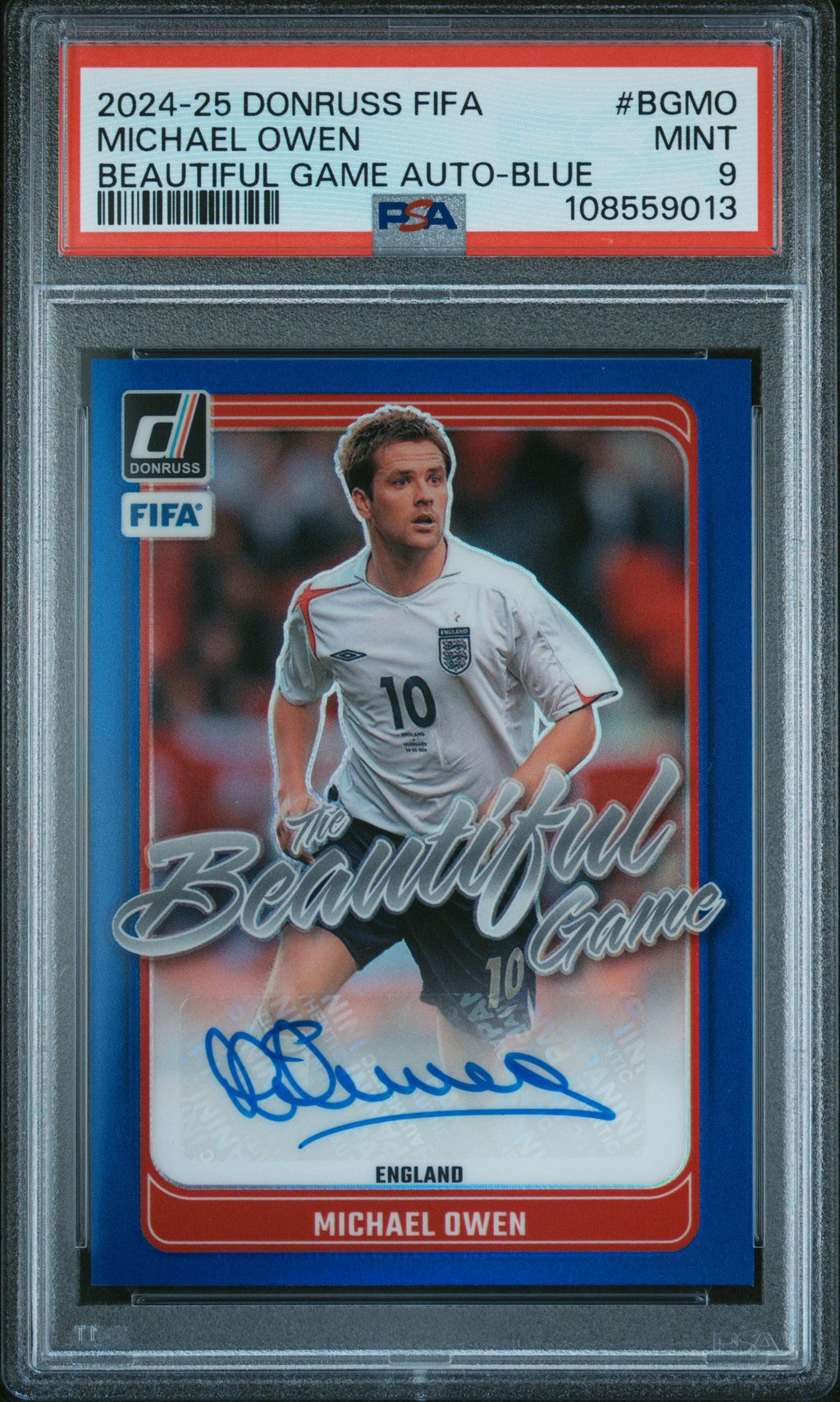 2024-25 Panini Donruss Fifa The Beautiful Game Autographs #Bgmo Michael Owen Beautiful Game Auto-Blue #/49 Psa 9 product