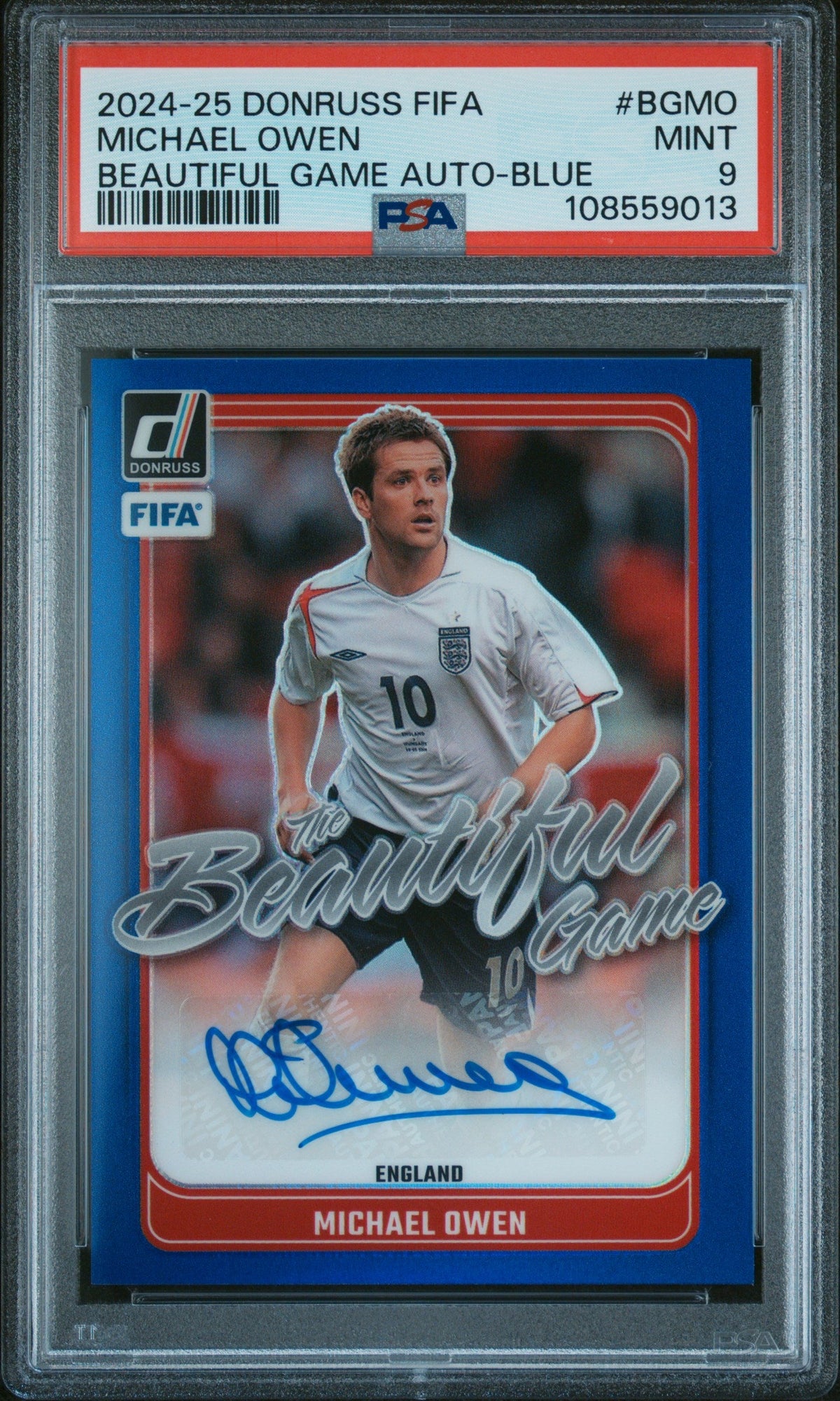 2024-25 Panini Donruss Fifa The Beautiful Game Autographs #Bgmo Michael Owen Beautiful Game Auto-Blue #/49 Psa 9 product