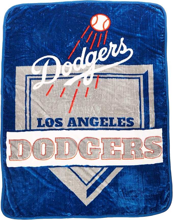 MLB Los Angeles Dodgers Super Soft Royal Plush Raschel Throw Blanket 60"x80" product image 1, provided for visual reference
