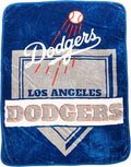 MLB Los Angeles Dodgers Super Soft Royal Plush Raschel Throw Blanket 60"x80" product image 1, provided for visual reference