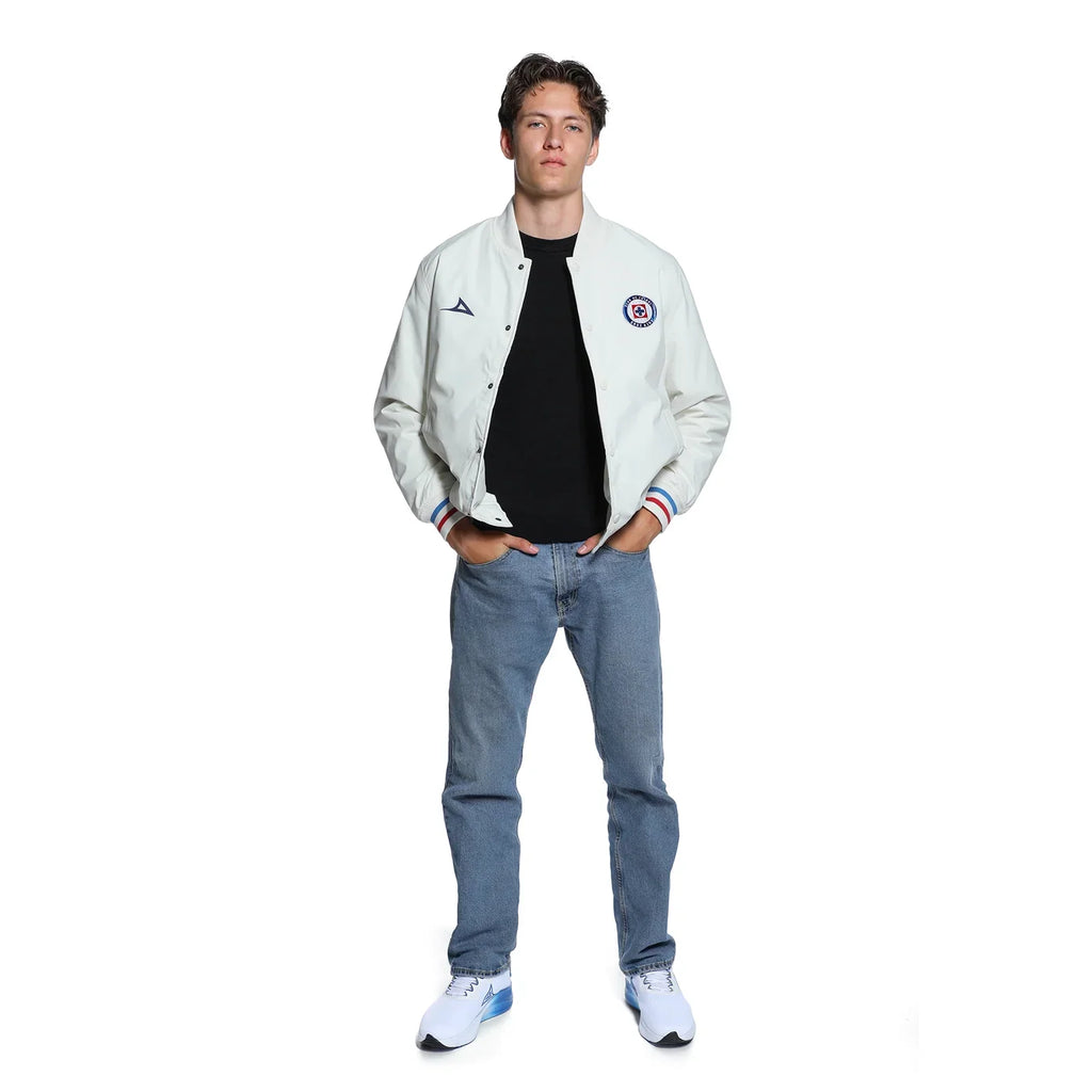 Pirma Men Cruz Azul Bomber Jacket- Beige product image 2, provided for visual reference and product detail review