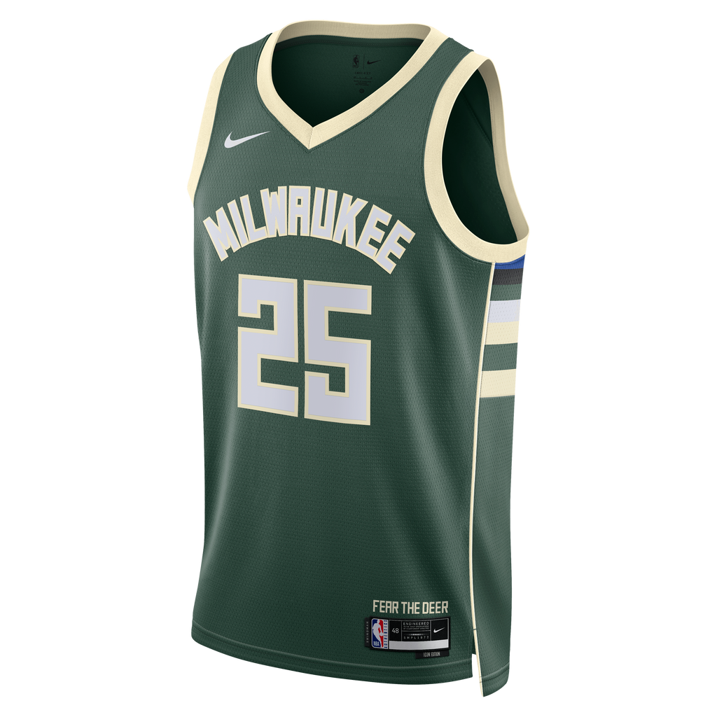 Kasparas Jakučionis Milwaukee Bucks Icon Edition Swingman Jersey - White - Unisex product image 3, provided for visual