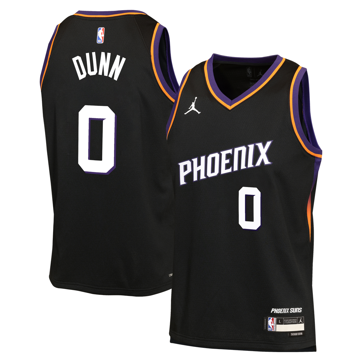 Ryan Dunn Phoenix Suns Statement Edition Jersey - Black - Youth product image 2, provided for visual reference and product