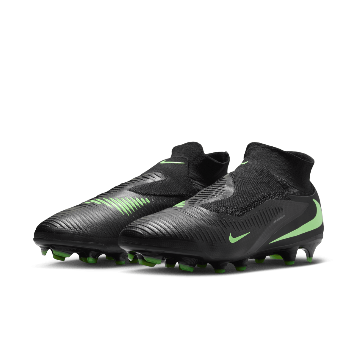 Nike Phantom 6 High Pro Firm-Ground Soccer Cleats- Black/Black/Illusion Green product image 5, provided for visual reference