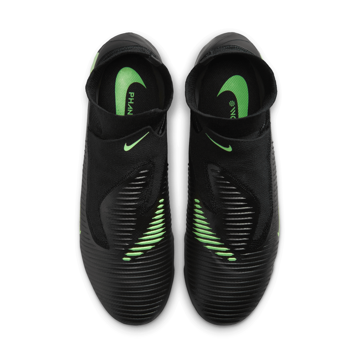 Nike Phantom 6 High Pro Firm-Ground Soccer Cleats- Black/Black/Illusion Green product image 8, provided for visual reference
