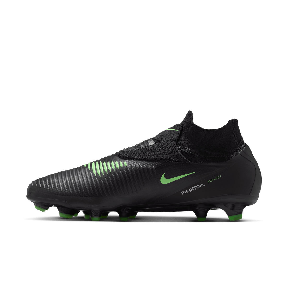Nike Phantom 6 High Pro Firm-Ground Soccer Cleats- Black/Black/Illusion Green product image 11, provided for visual