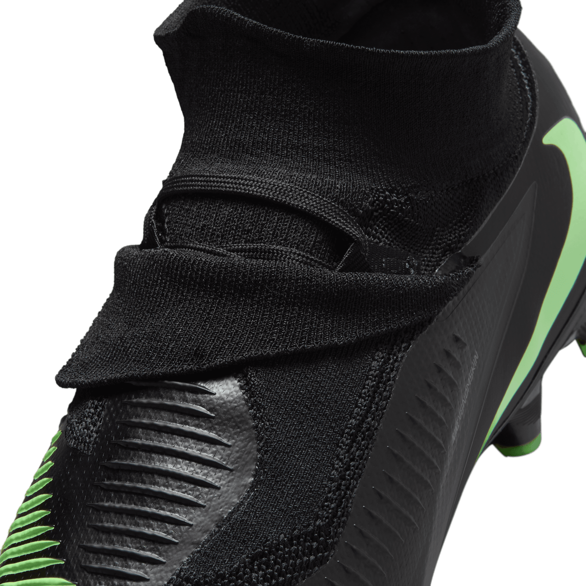Nike Phantom 6 High Pro Firm-Ground Soccer Cleats- Black/Black/Illusion Green product image 6, provided for visual reference